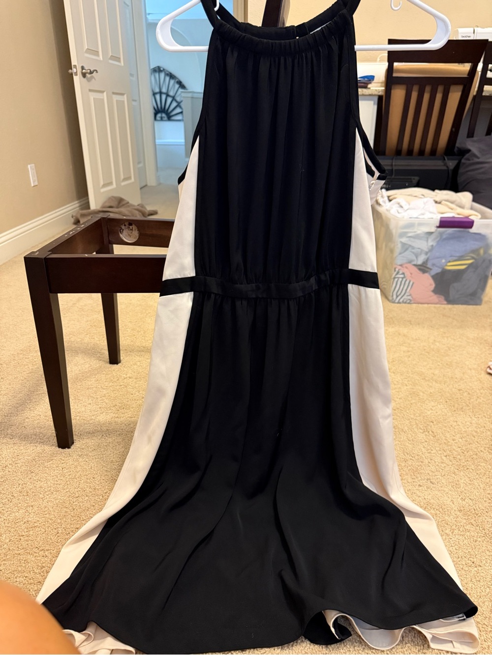 Dkny Black and Cream Halter-Style Maxi Dress